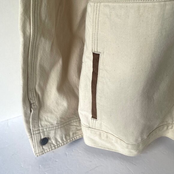Banana Republic Heritage Chore Coat Mens XL White Denim Workwear Jacket Corduroy - Picture 7 of 10